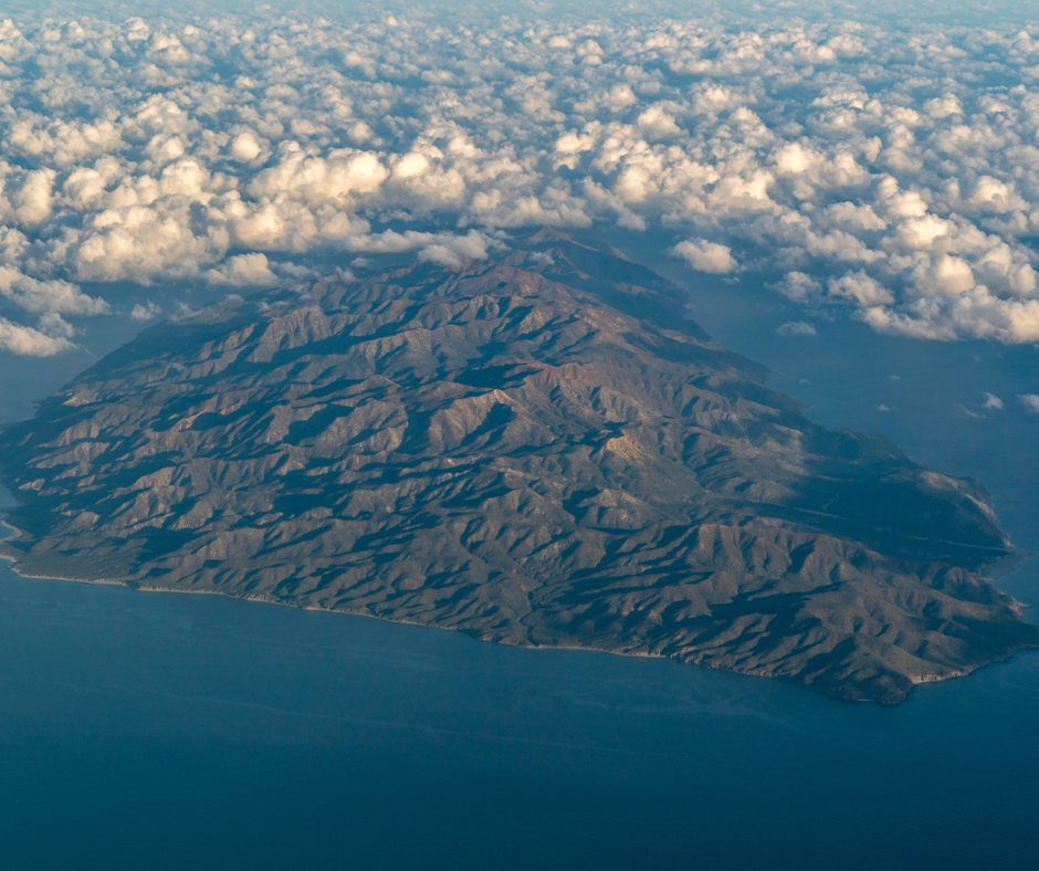 overhead shot of Jacques Cousteau Island